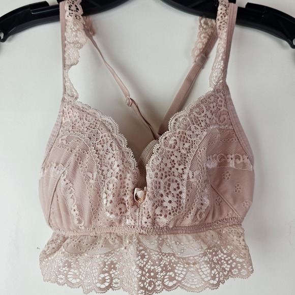 smart & sexy Other - Smart and Sexy Bralette M Pink‎ Sheer Lace Feminine Romantic Cross Back